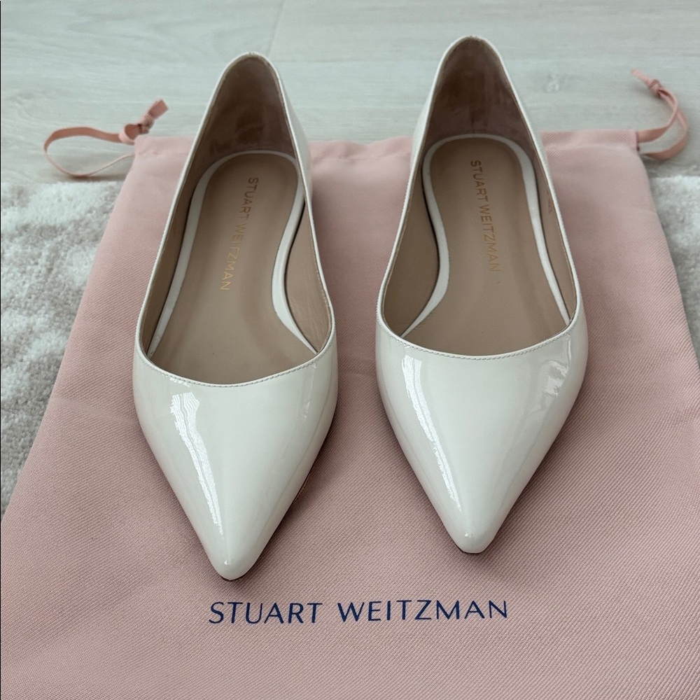 Stuart Weitzman Women's White Patent Flats
